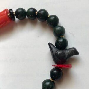 One of a kind stretch  Coral, Jasper, Pearl Bohemian Bracelet size 7